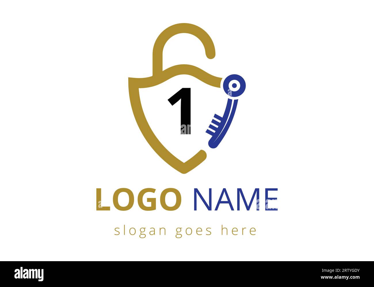 Letter 1 Key Logo Combine With House Locker Key. Lock logo sign symbol