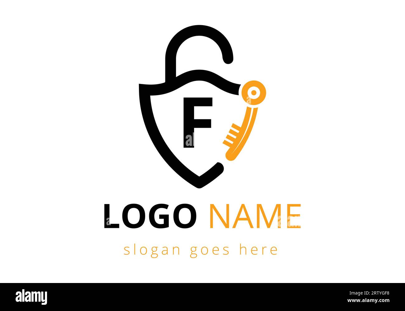 Letter F Key Logo Combine With House Locker Key. Lock logo sign symbol