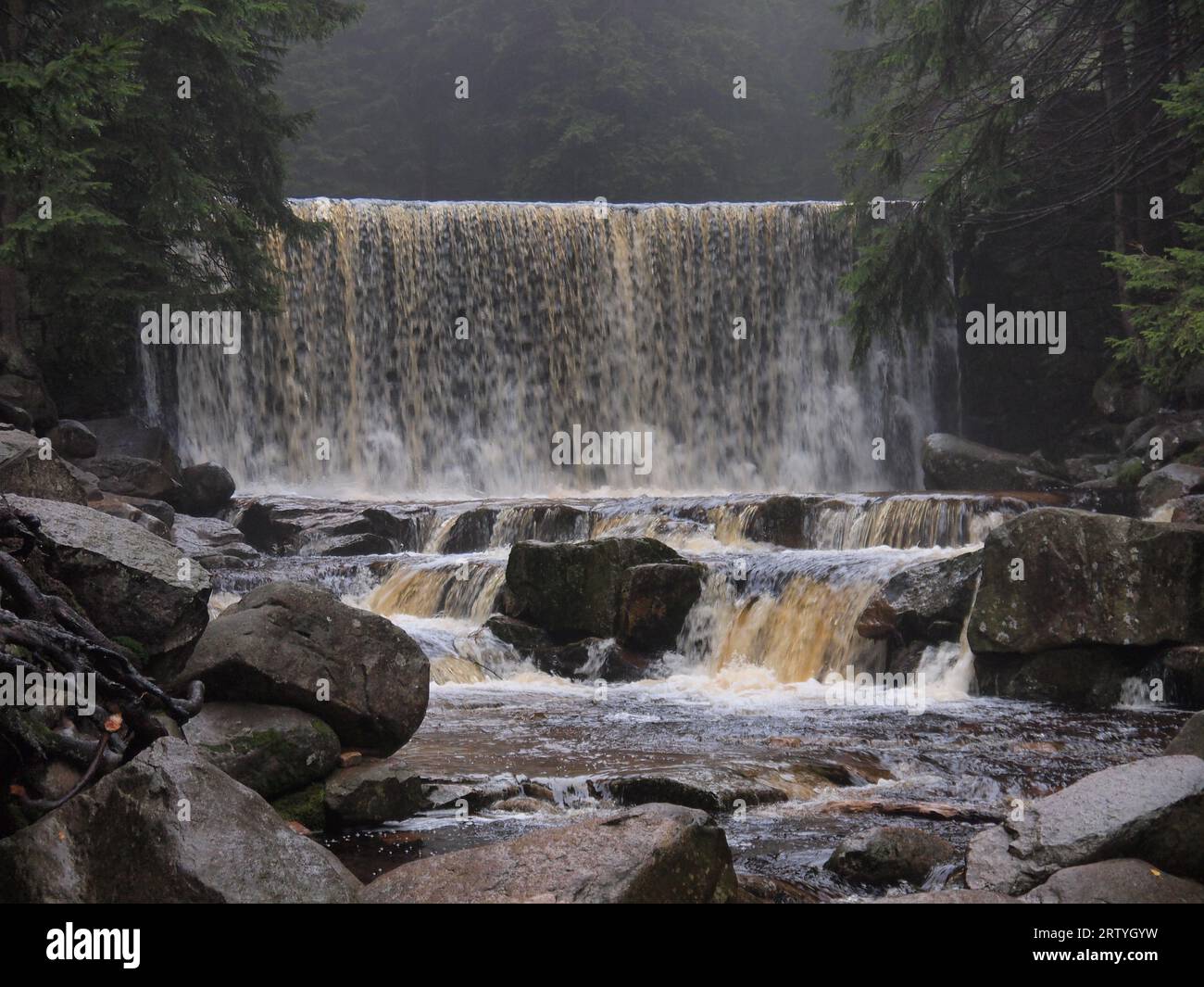 Dziki Wodospad - Wild Waterfall (Karkonosze National Park (Karkonosze Mountains, Sudeten Mountains, Lower Silesian Voivodeship, Republic of Poland) Stock Photo