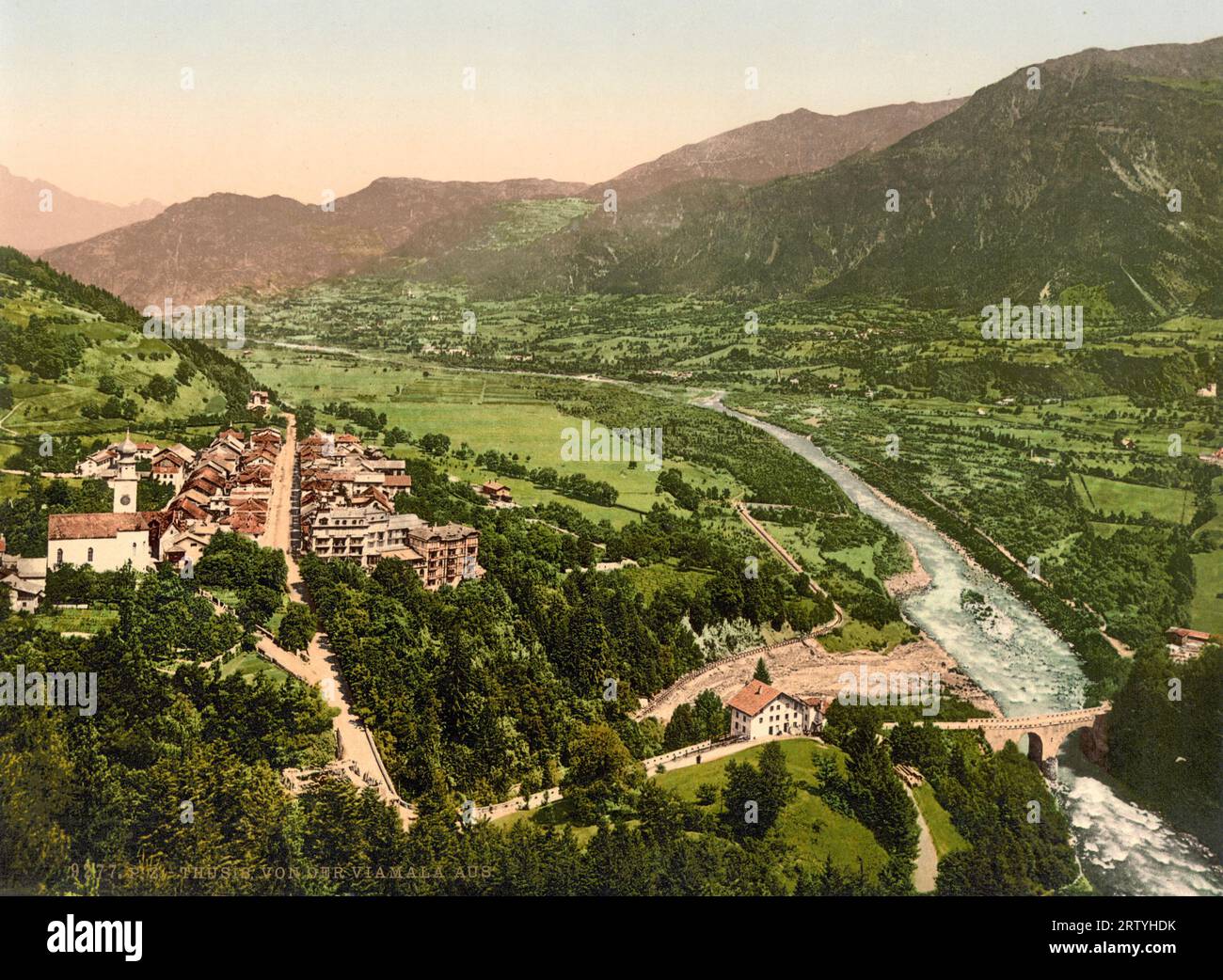 Thusis, Viamala, Upper Engadin, Grisons, Graubünden, Switzerland 1890. Stock Photo