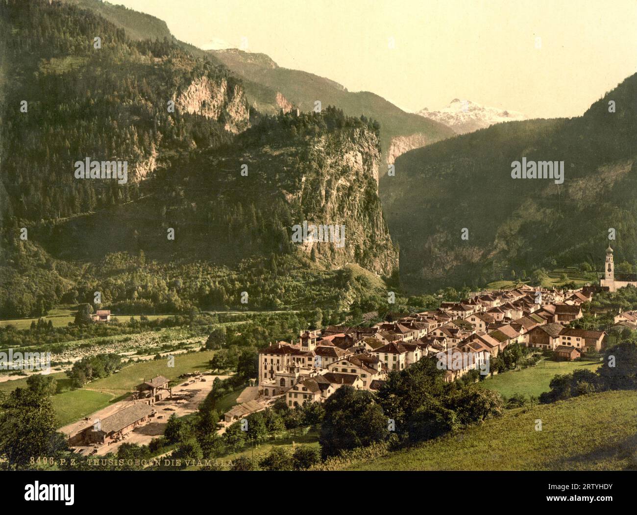 Thusis, Viamala, Upper Engadin, Grisons, Graubünden, Switzerland 1890. Stock Photo