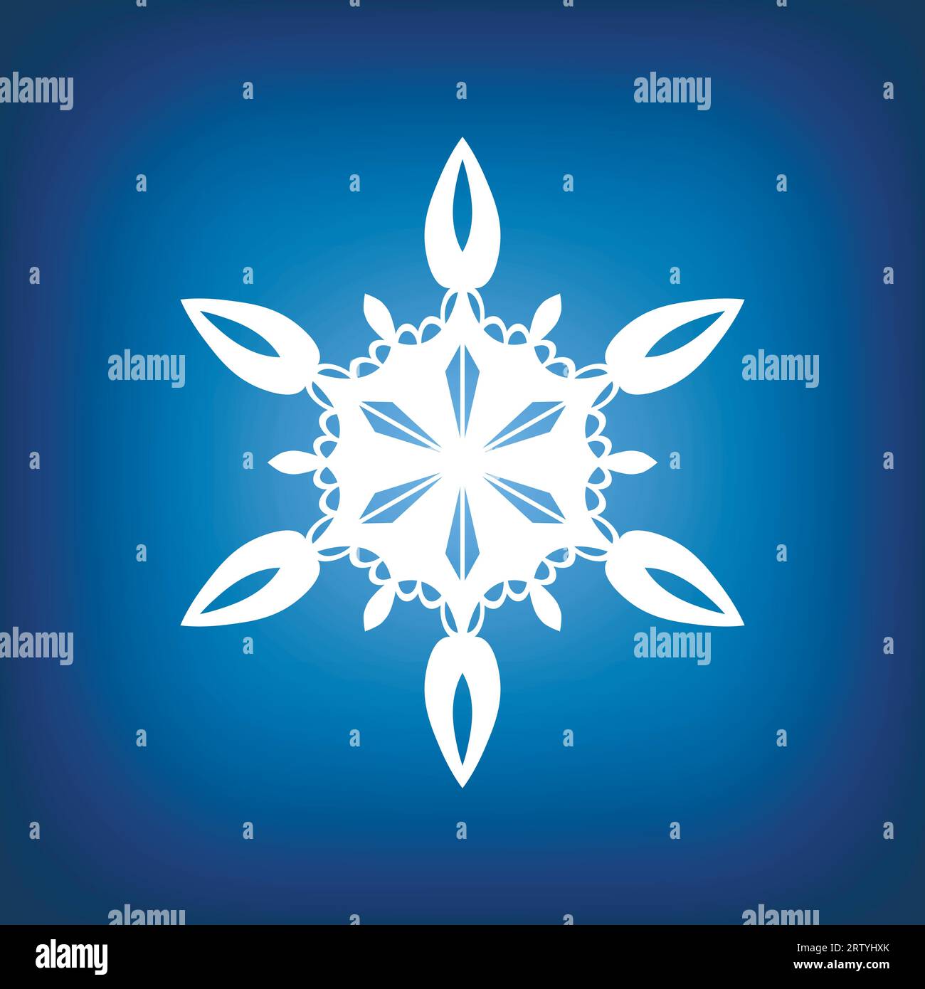 White template snowflake on blue background. Isolated snowflakes icon ...