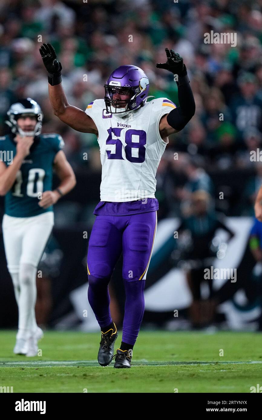 Minnesota Vikings Jordan Hicks In Action During An NFL Football Game Minnesota Vikings Jordan Hicks In Action During An Nfl Football Game Thursday Sept 14 2023 In Philadelphia Ap Photomatt Rourke 2RTYNYX