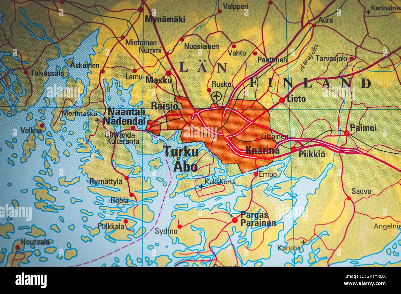 Atlas map of Turku in Finland Stock Photo