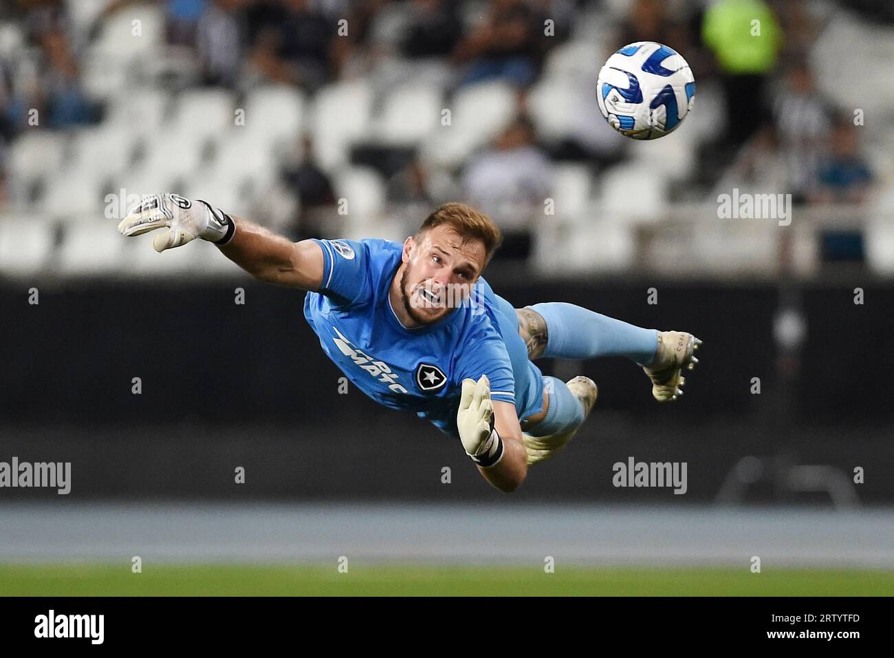 Rio de Janeiro, July 25, 2023. Soccer goalkeeper Lucas Perri of the Botafogo team, during the game for the South American Cup at the Engenhão stadium. Stock Photo