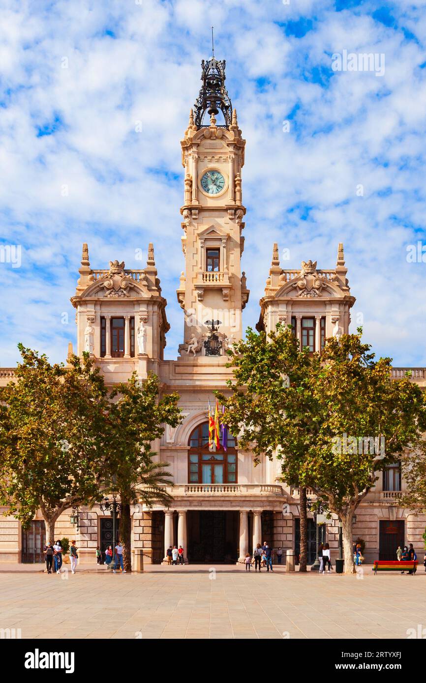 Valencia City Hall at the Plaza del Ajuntament square. Valencia is the