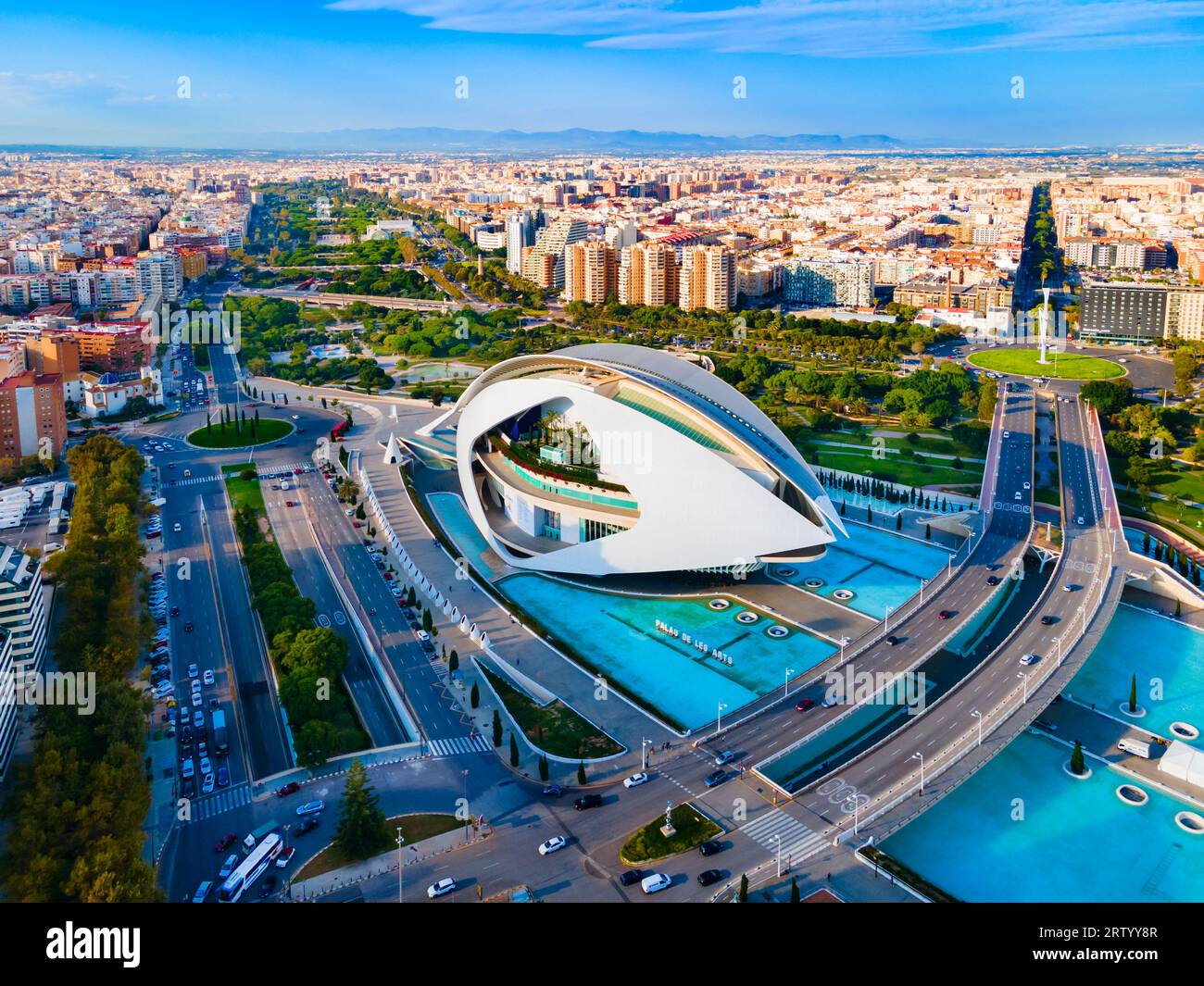 Valencia, Spain - October 15, 2021: Palau de les Arts Reina Sofia or Queen Sofia Palace of the Arts is an opera house and arts centre by Santiago Cala Stock Photo