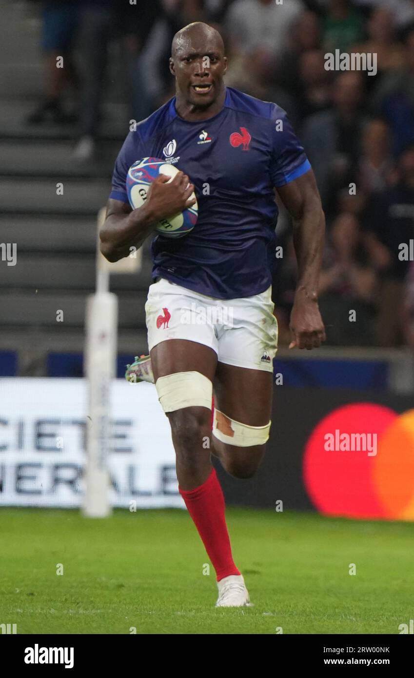 Sekou MACALOU of France during the World Cup 2023, Pool A rugby union match between France and Uruguay on September 14, 2023 at Pierre Mauroy stadium in Villeneuve-d'Ascq near Lille, France - Photo Laurent Lairys / DPPI Stock Photo