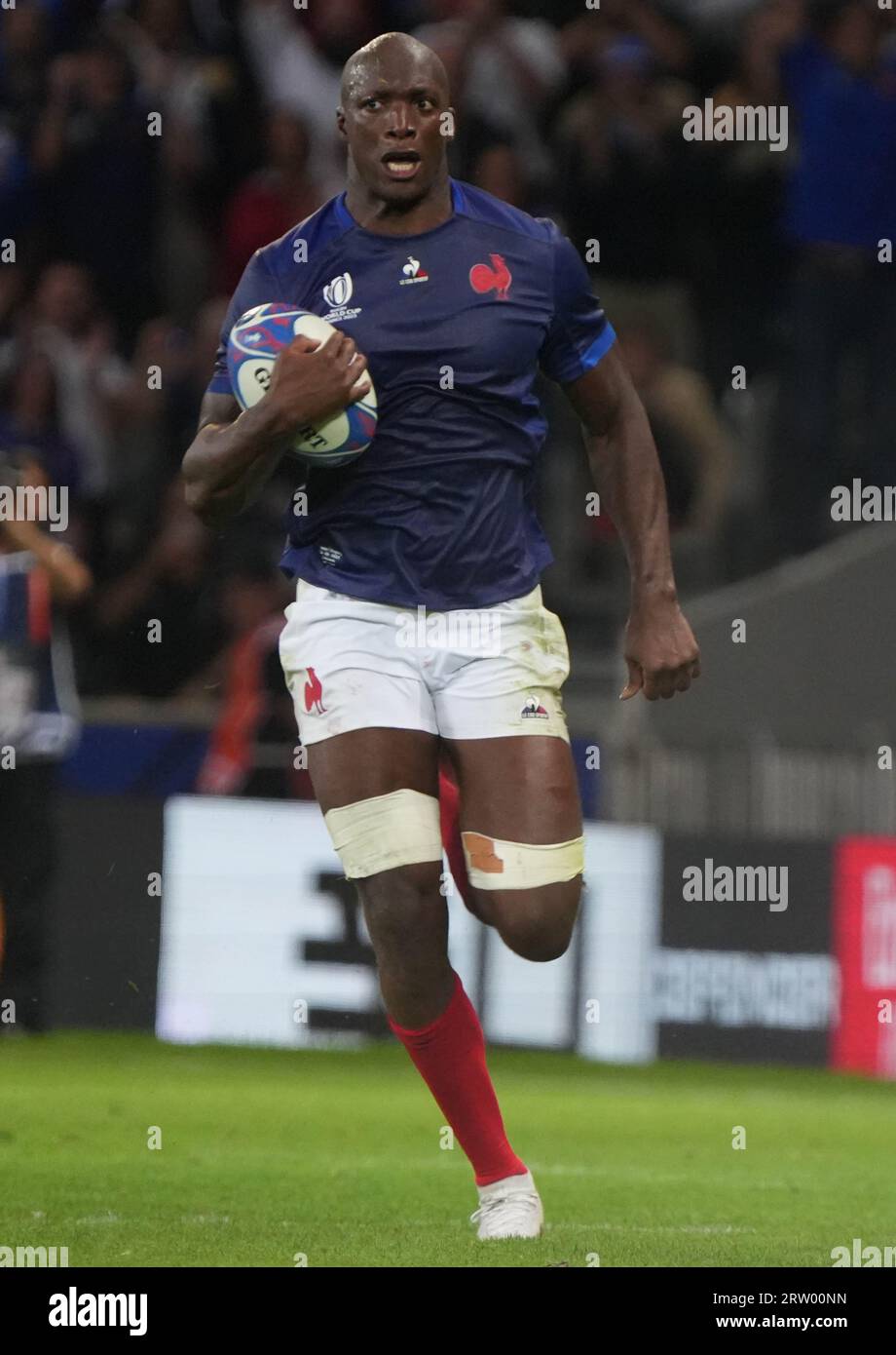 Sekou MACALOU of France during the World Cup 2023, Pool A rugby union match between France and Uruguay on September 14, 2023 at Pierre Mauroy stadium in Villeneuve-d'Ascq near Lille, France - Photo Laurent Lairys / DPPI Stock Photo