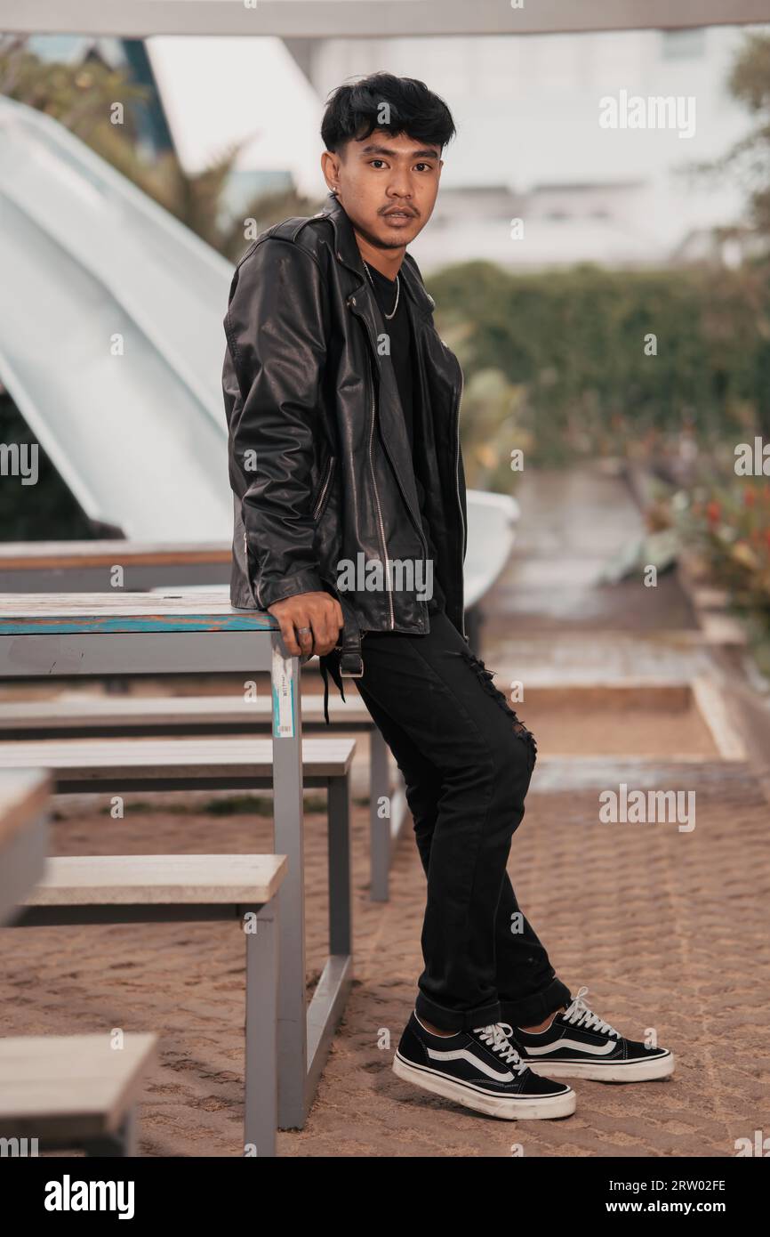 Chain leather jacket best sale