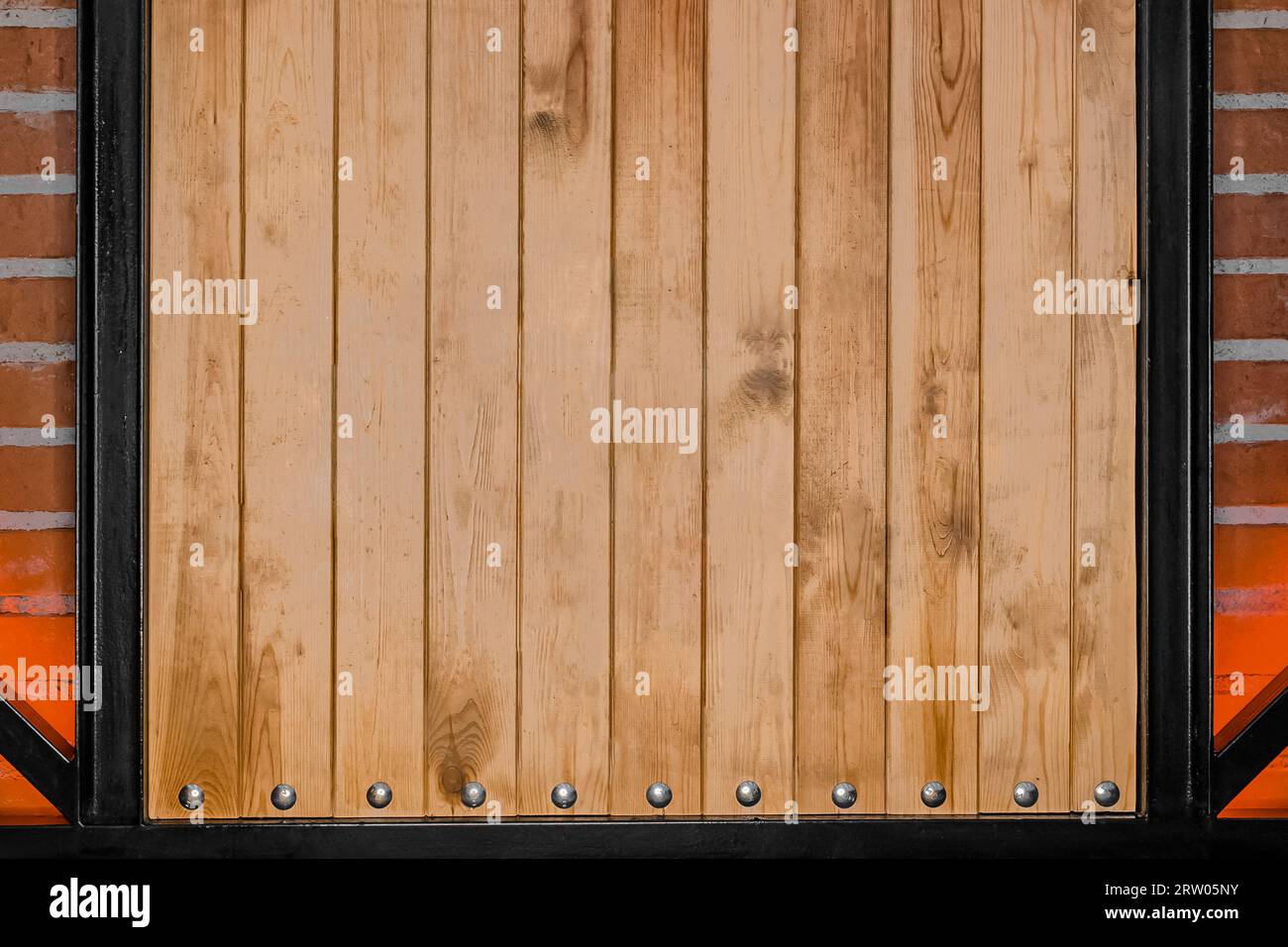 Wooden board interior sample blank space for text and design mock up example empty. Stock Photo