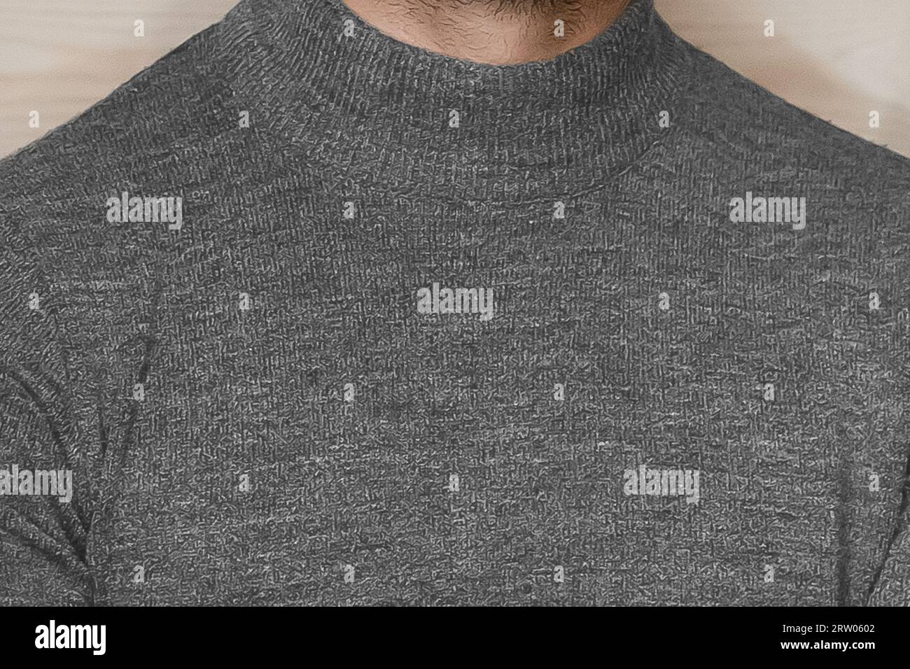 Close-up grey turtleneck men's style clothing fashion. Stock Photo