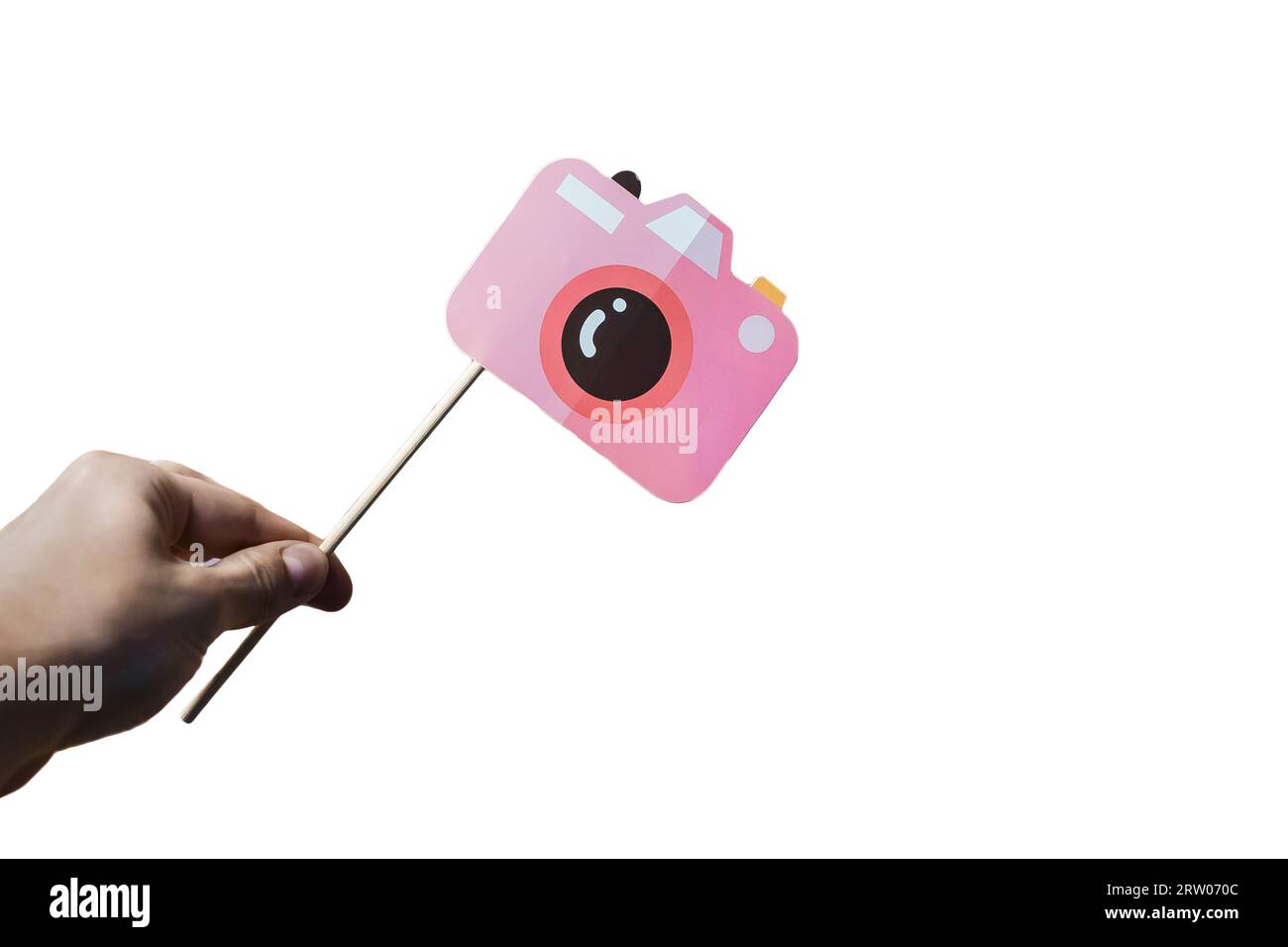 A photo object props, a photo booth, a camera on a stick, against the background of white isolated. Stock Photo