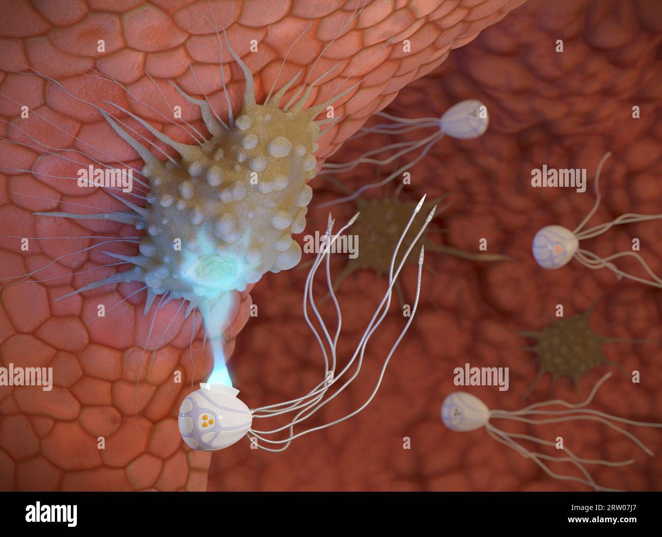 Medical nanobots delivering chemotherapy, illustration Stock Photo