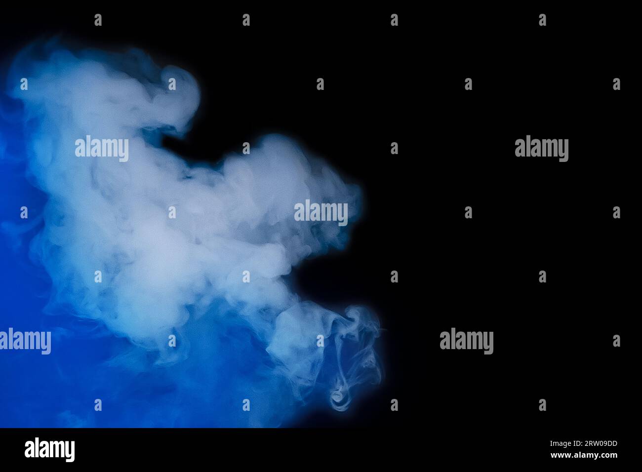 White blue smoke smoker cloud from hookah on black background. Stock Photo