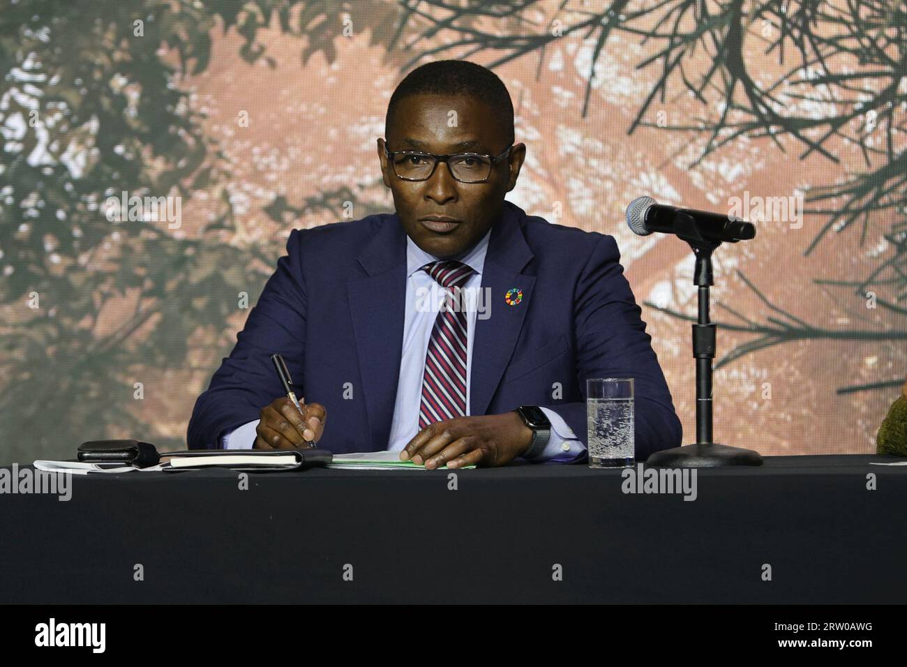 United Nations, New York, USA, September 15, 2023 - Selwin Hart, Special Adviser to the Secretary-General on Climate Action, briefs reporters on the upcoming SDG Summit and the High-Level Week of UNGA78 today at the United Nations Headquarters in New York. Photo: Luiz Rampelotto/EuropaNewswire Stock Photo