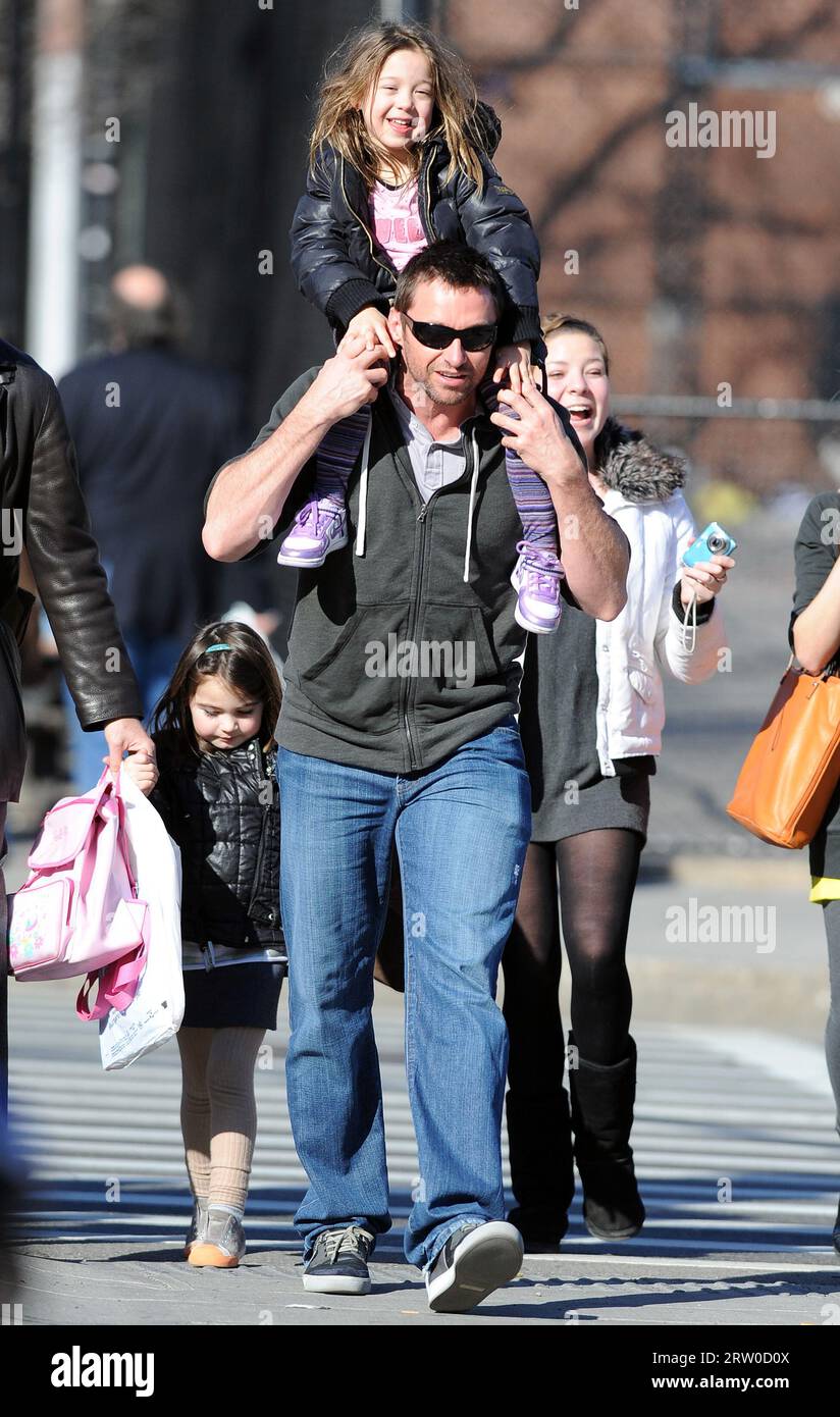 NEW YORK, NY MARCH 8 Hugh Jackman gives his daughter Ava (b. July 10