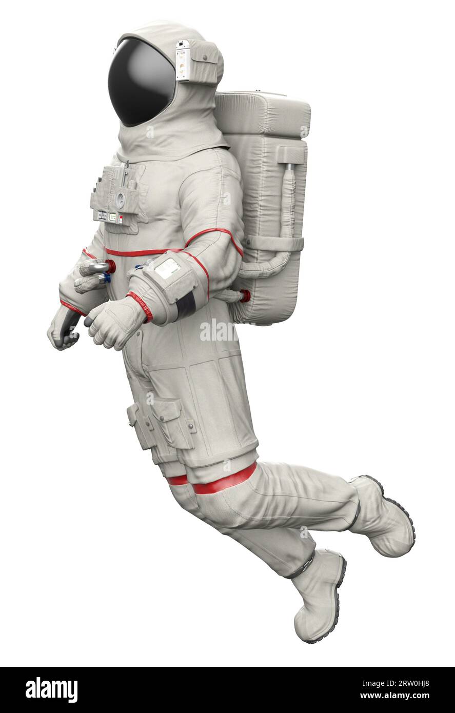 Abstract man in gray astronaut or spaceman suit, 3D Illustration. Stock Photo