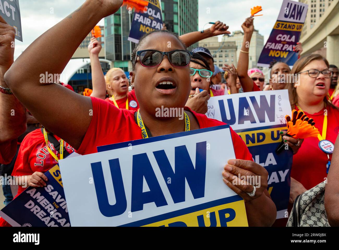 Detroit, Michigan, USA. 15th Sep, 2023. Members of the United Auto Workers rallied and then