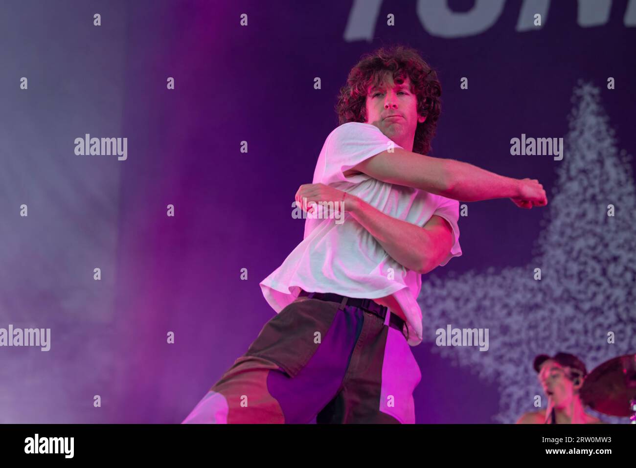 Chicago, USA. 15th Sep, 2023. Brendan Yates of Turnstile during Riot Fest Music Festival on September 15, 2023, in Chicago, Illinois (Photo by Daniel DeSlover/Sipa USA) Credit: Sipa USA/Alamy Live News Stock Photo