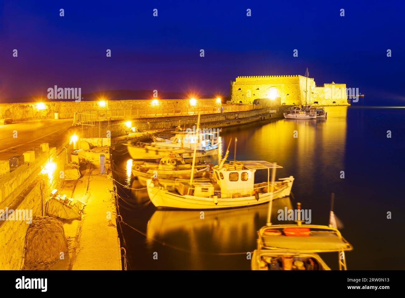 The Koules or Castello a Mare is a fortress at the entrance of the old port of Heraklion city, Crete island in Greece Stock Photo