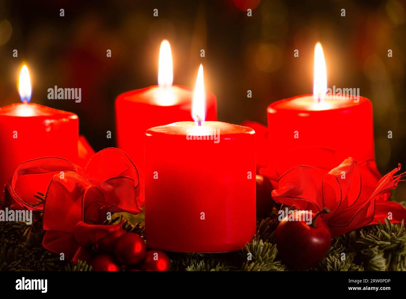 Advent wreath for 4th advent, advent wreath for 4th advent Stock Photo