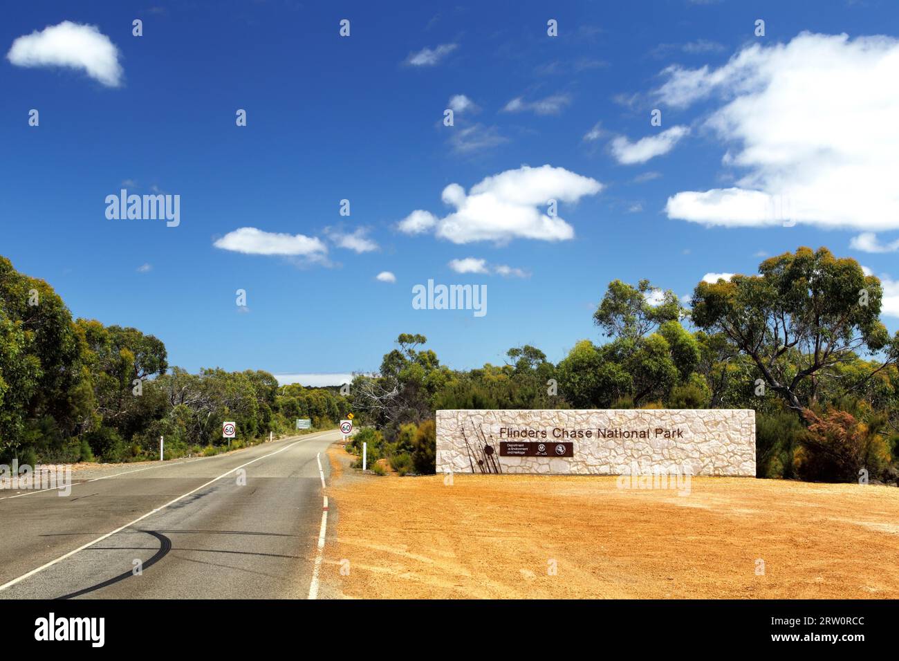 Entrance to Flinders Chase National Park on Kangaroo Island, South Australia, Australia Stock Photo