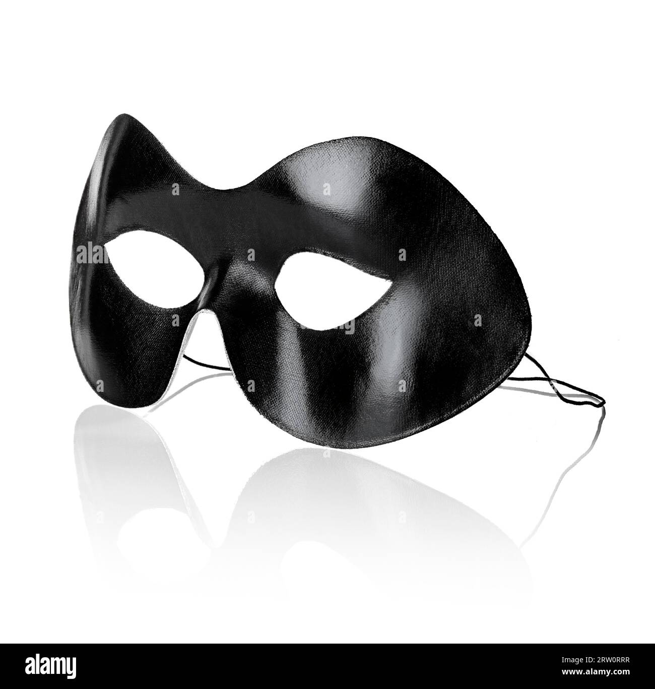 Black eye mask isolated on white with natural reflection Stock Photo