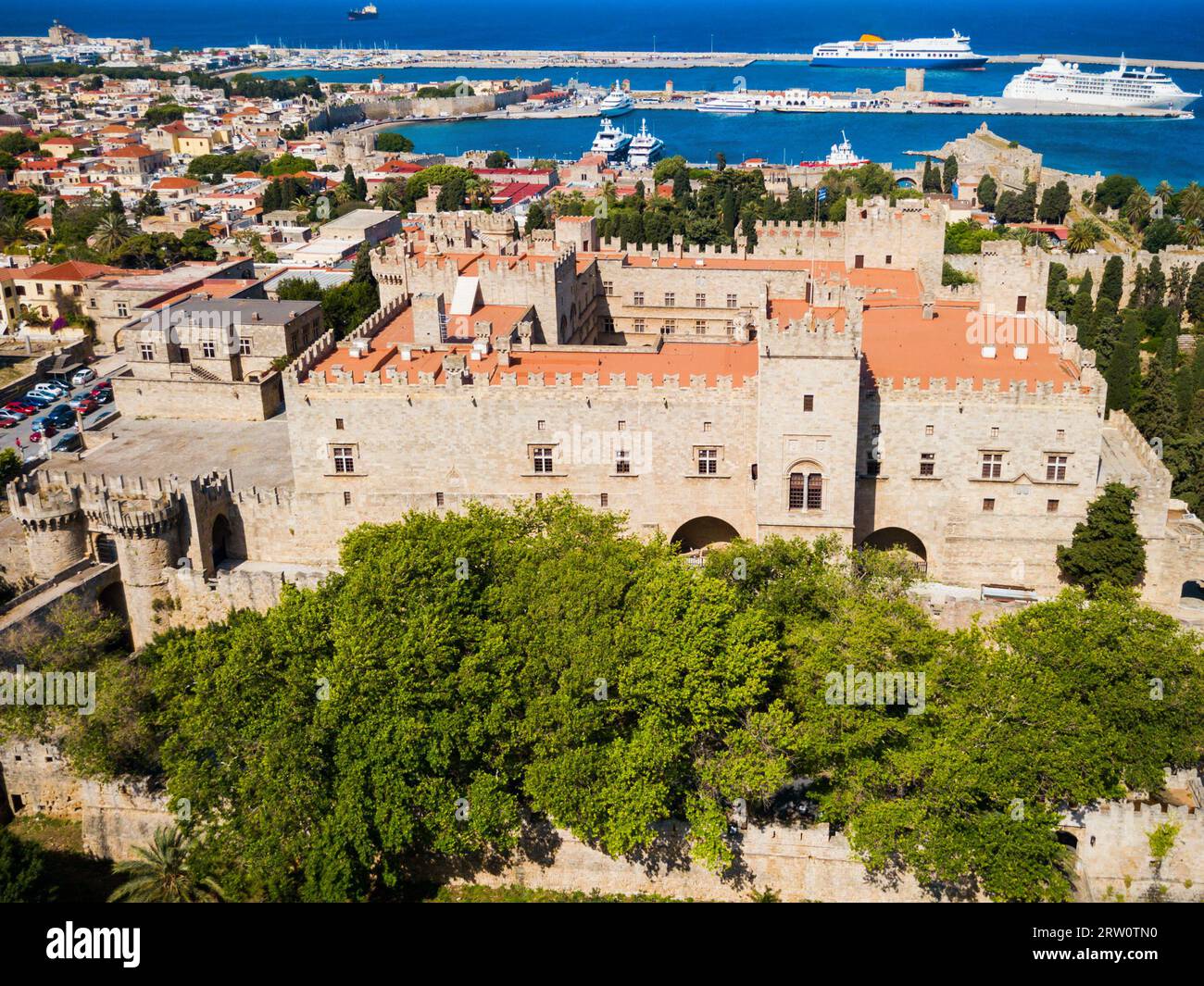 Rhodes Old Town Aerial Panoramic View In Rhodes Island In Greece Stock Rhodes Old Town Aerial Panoramic View In Rhodes Island In Greece Stock