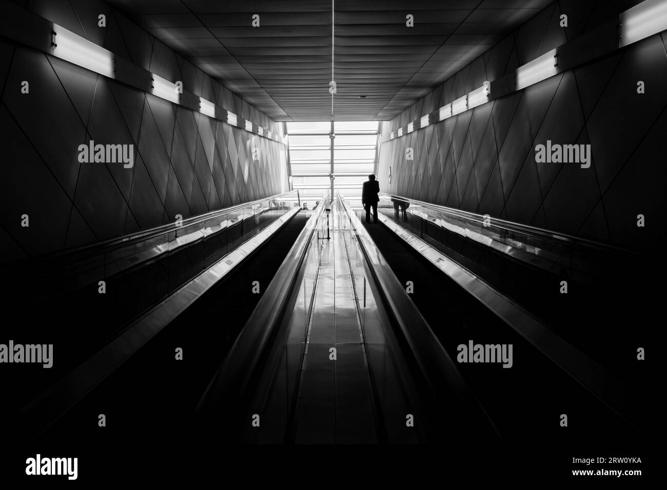 A train passenger exits a subway station in Seoul, Republic of Korea Stock Photo
