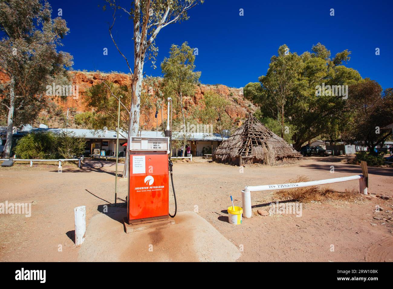 GLEN HELEN GORGE, AUSTRALIA July 1 2015: Service station and roadhouse at Glen Helen Gorge in Northern Territory, Australia Stock Photo