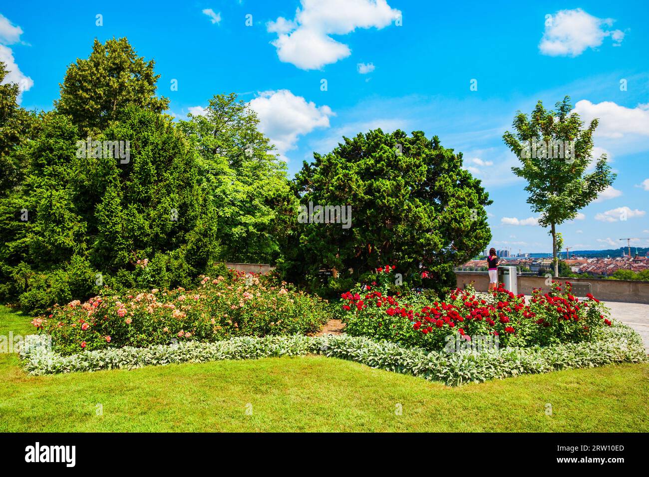 Rosengarten Rose garden park and Bern city aerial panoramic view. Bern is the capital of Switzerland. Stock Photo