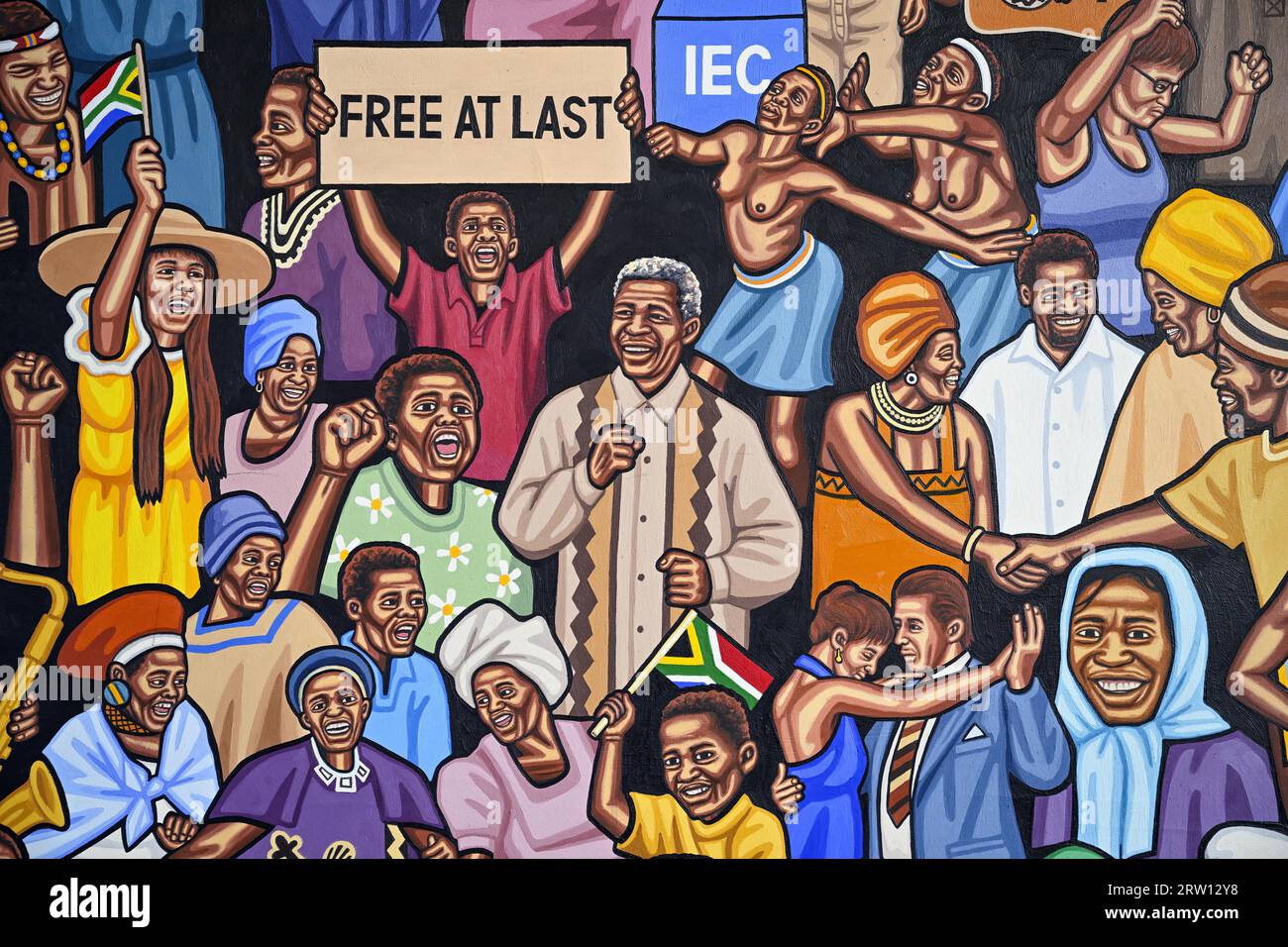 Artwork by artist Sipho Ndlovu on the history of South Africa, detail ...