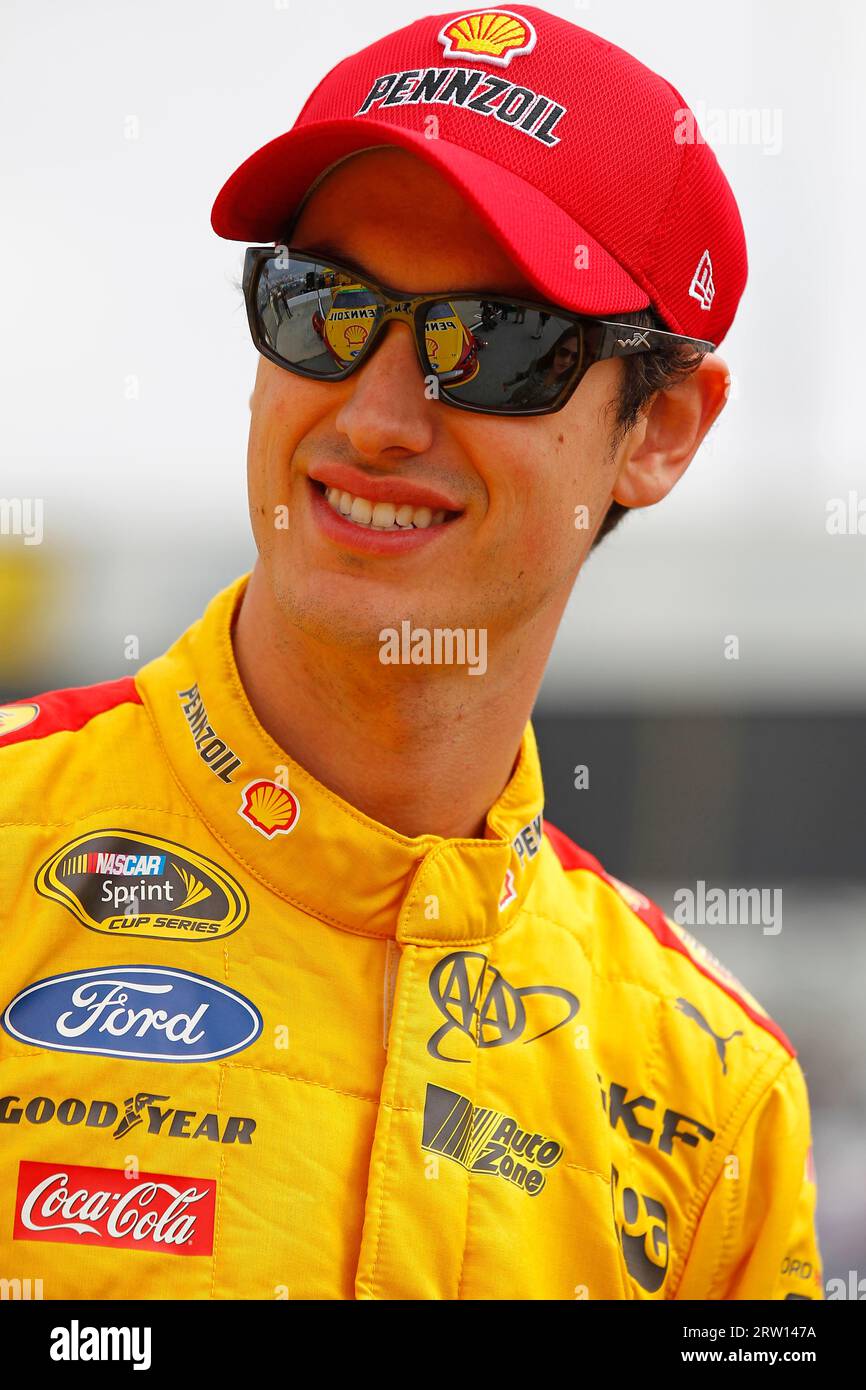 Richmond, VA, Apr 26, 2015: Joey Logano (22) is all smiles before the Toyota Owners 400 at Richmond International Raceway in Richmond, VA Stock Photo