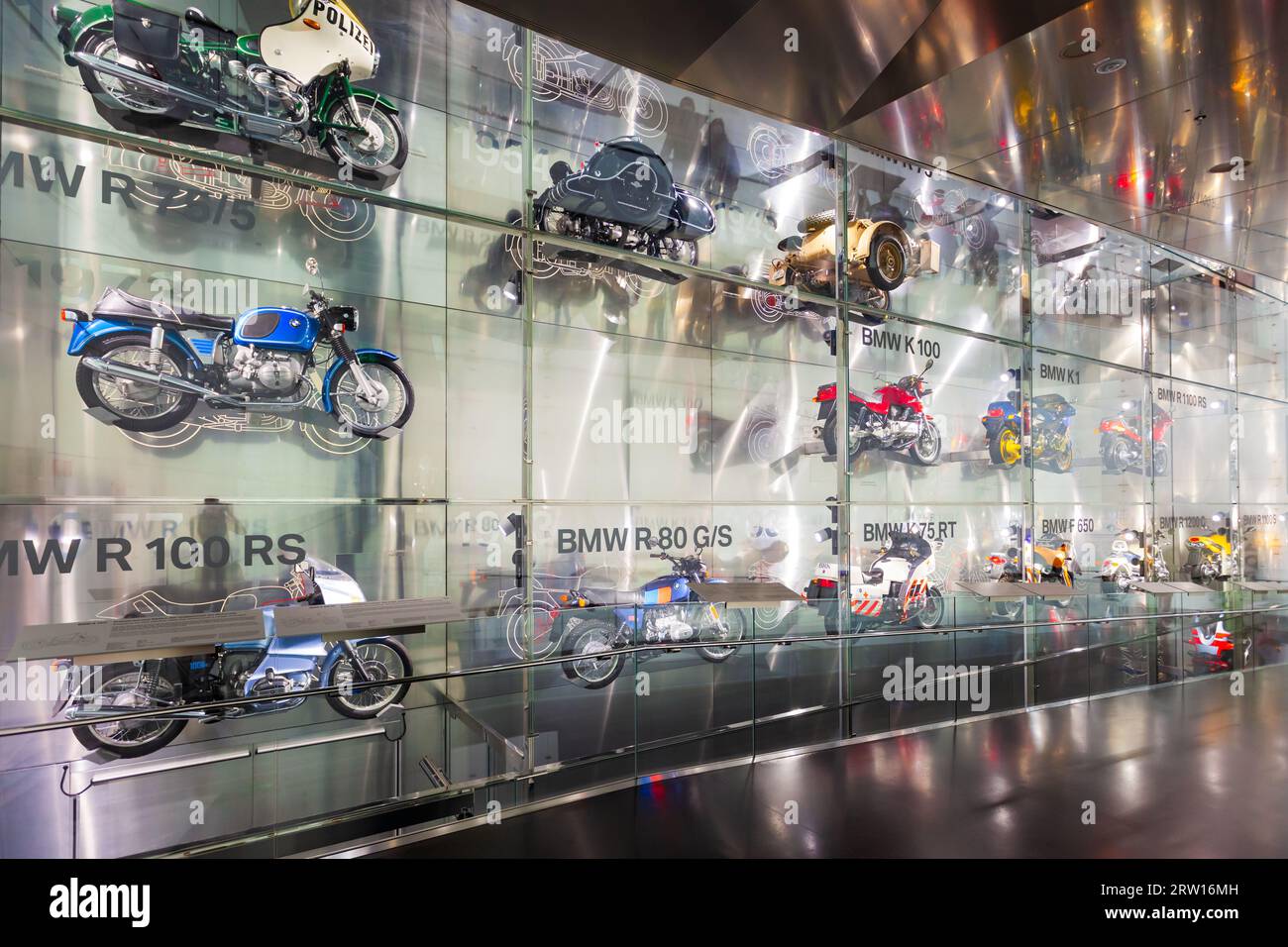Munich, Germany - July 08, 2021: Motorcycles at BMW Museum interior, it ...