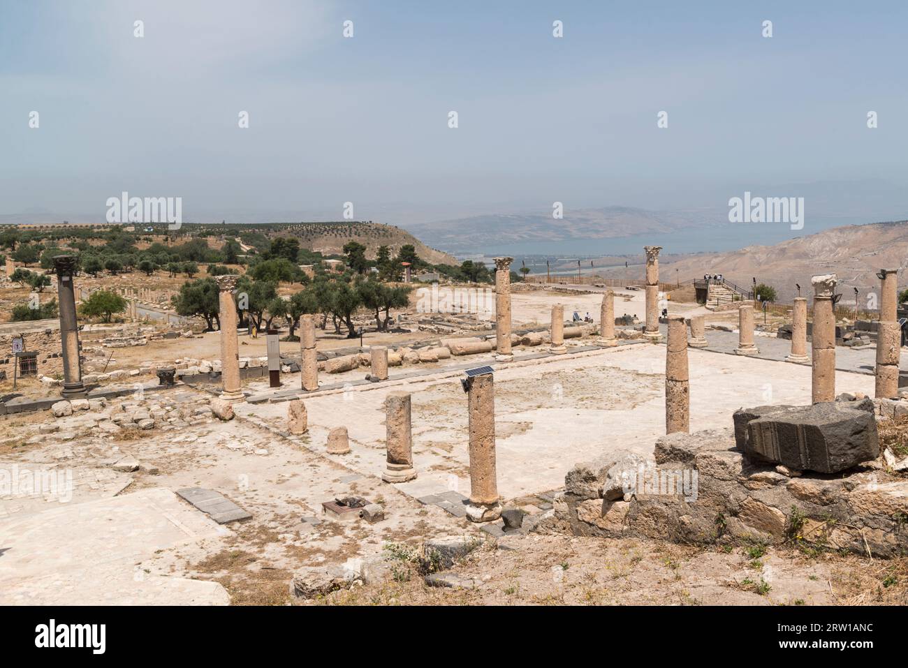 The remains of the Byzantine church terrace at ancient Gadara, Umm Qais, Jordan Stock Photo