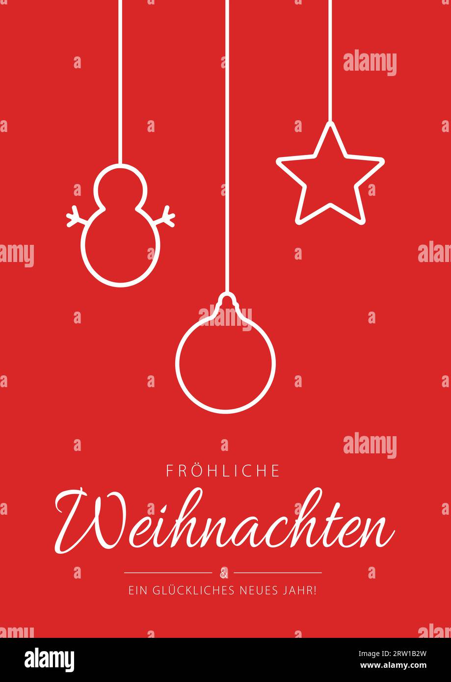 Merry Christmas and Happy New Year lettering  in German (Fröhliche Weihnachten und ein glückliches Neues Jahr) poster concept Stock Vector