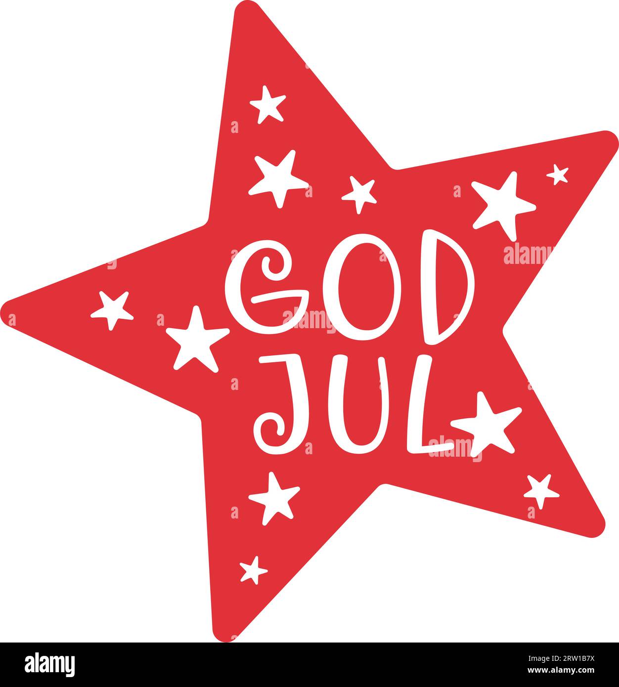 Red star with Merry Christmas in Swedish (God Jul) lettering Stock
