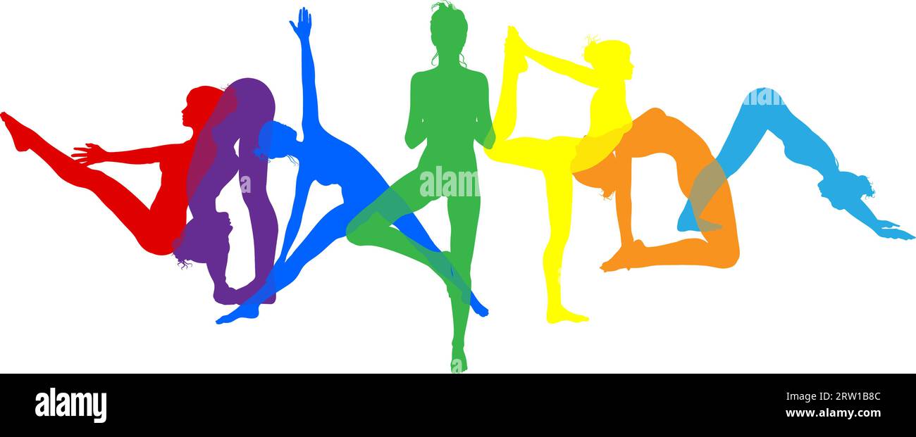 Yoga Pilates Poses Women Silhouettes Concept Stock Vector Image & Art