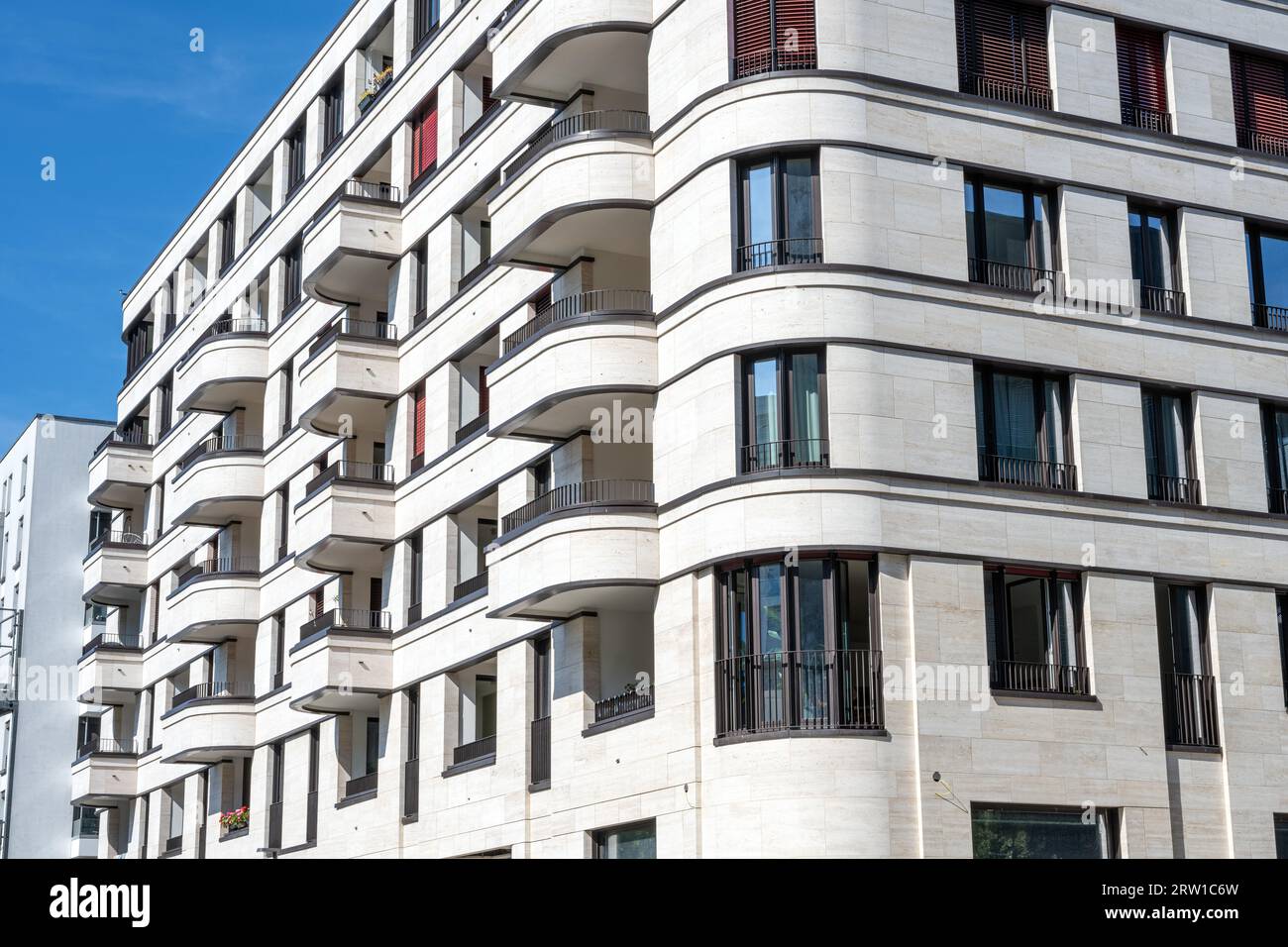 White modern apartment building seen in Berlin, Germany Stock Photo