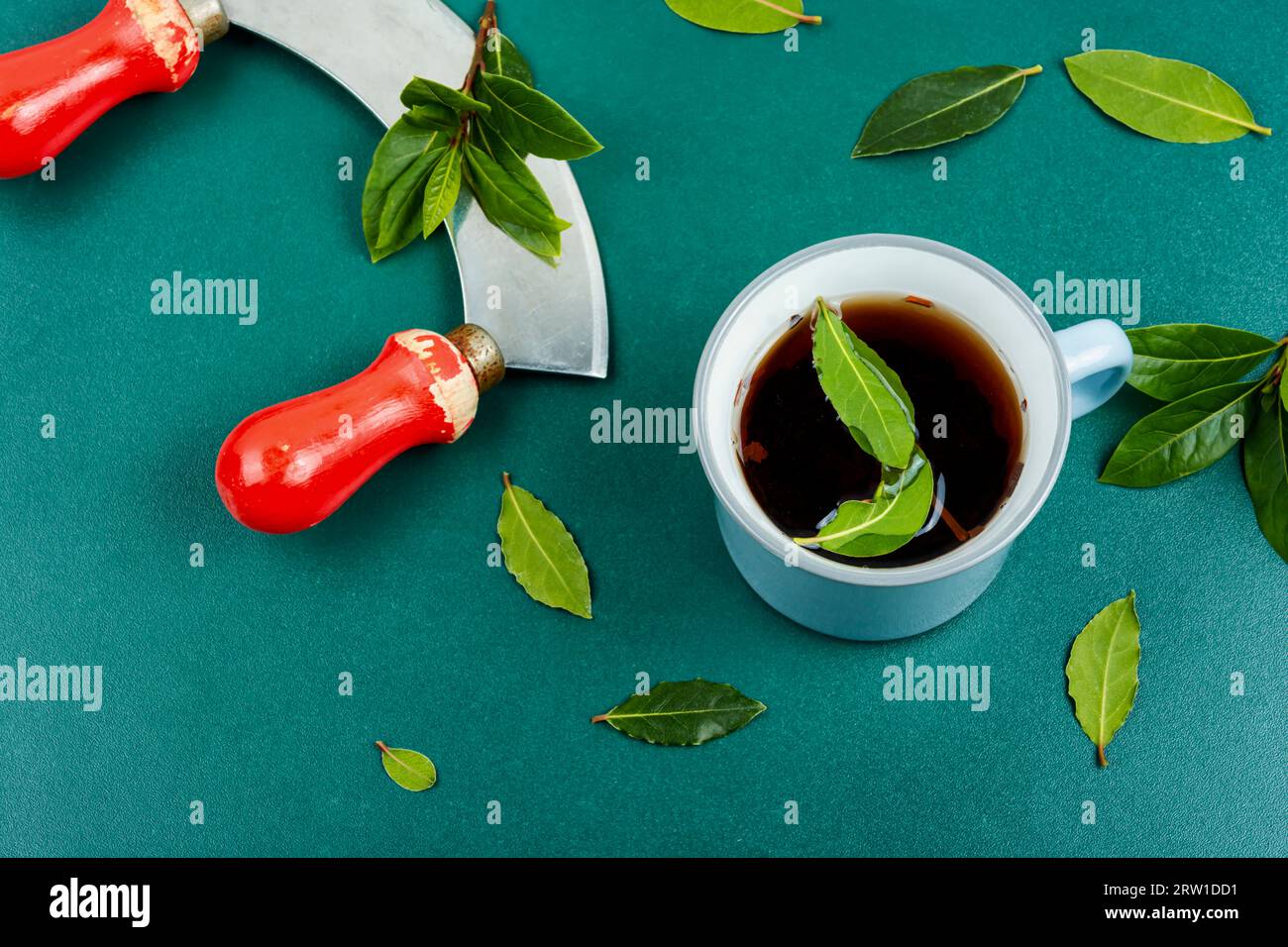 Cup of freshly tea with bay leaves. Bay leaf infusion Stock Photo Alamy