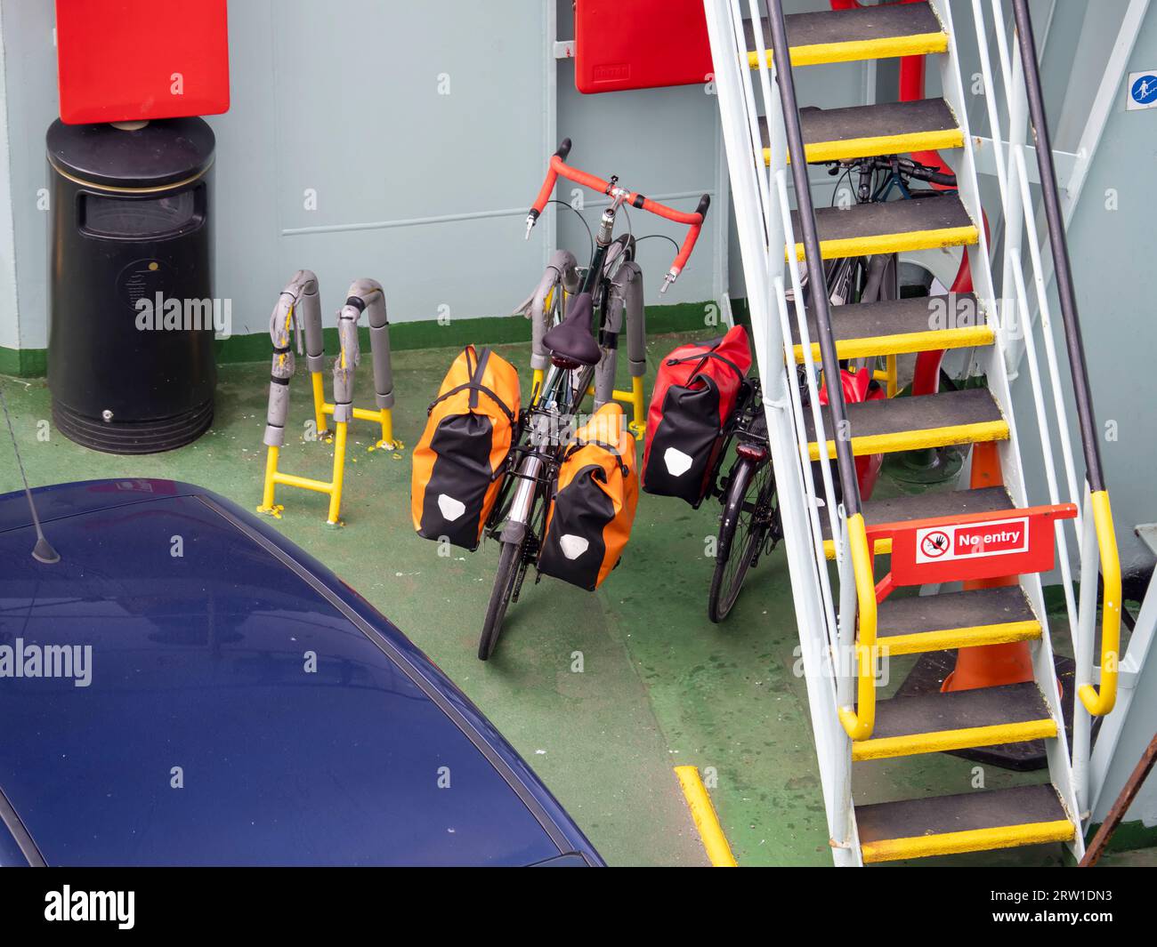 Cycle touring bikes on the Rothesay ferry, Isle of Bute on Scotlands west coast, UK. Stock Photo