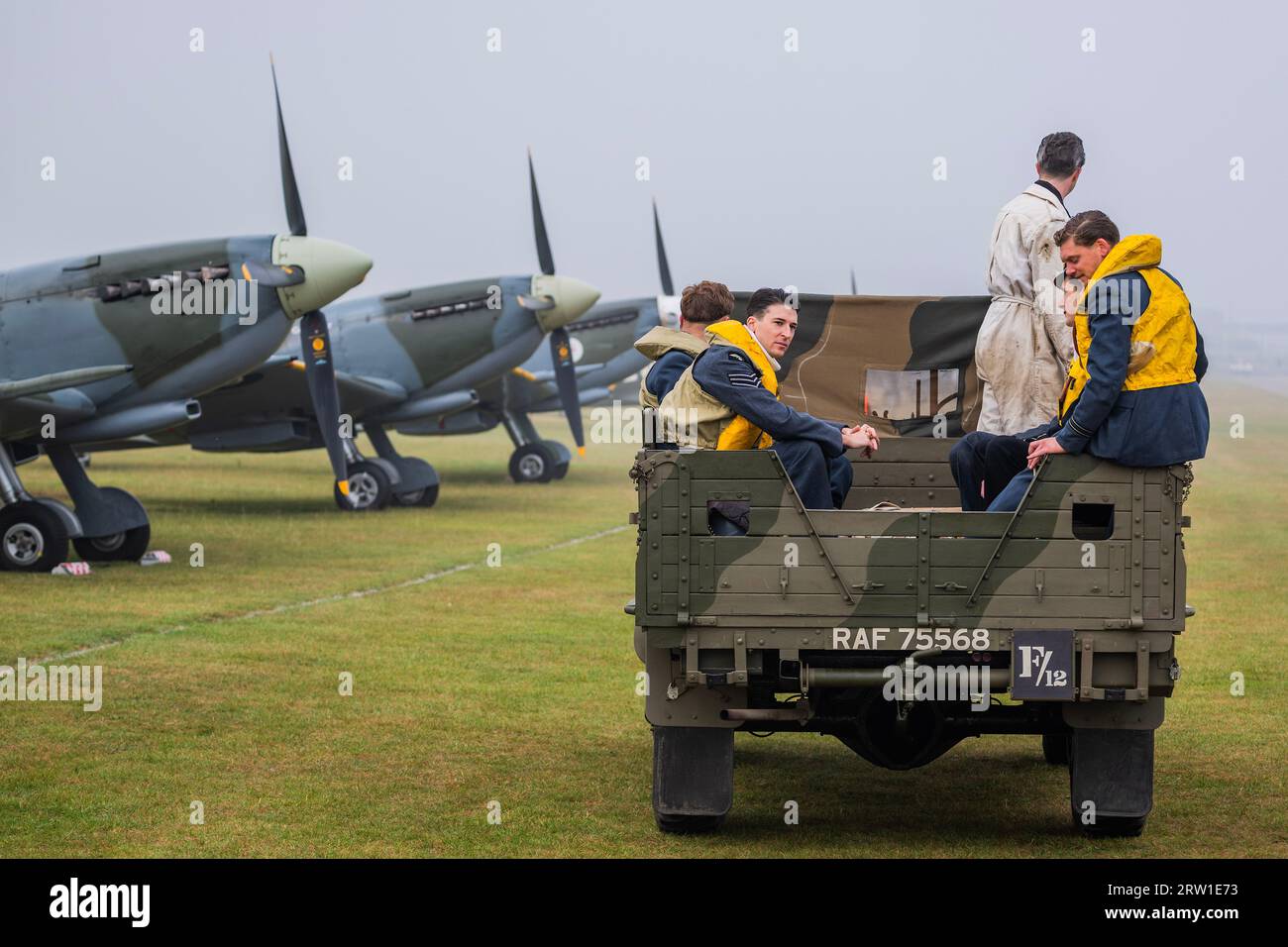 Duxford, UK. 16th Sep, 2023. Spirit of Britain living history re-enactors drive out on the flight line - The Duxford Battle of Britain Air Show at the Imperial War Museum (IWM) Duxford. Credit: Guy Bell/Alamy Live News Stock Photo