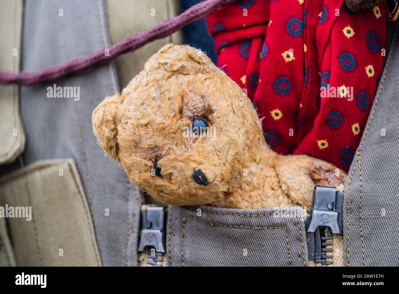 Duxford, UK. 16th Sep, 2023. George the mascot with RAF Bomber Command (living history re-enecactors) - The Duxford Battle of Britain Air Show at the Imperial War Museum (IWM) Duxford. Credit: Guy Bell/Alamy Live News Stock Photo