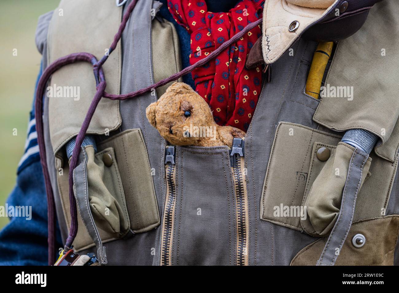 Duxford, UK. 16th Sep, 2023. George the mascot with RAF Bomber Command (living history re-enecactors) - The Duxford Battle of Britain Air Show at the Imperial War Museum (IWM) Duxford. Credit: Guy Bell/Alamy Live News Stock Photo
