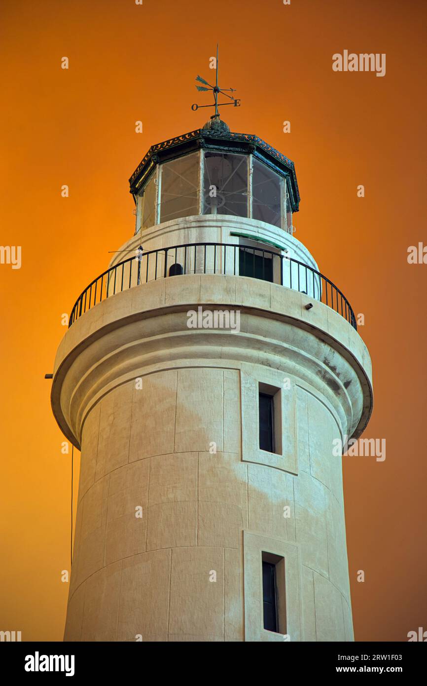 The lighthouse of Alexandroupolis in northern Greece during the disastrous fires in August 2023 Stock Photo