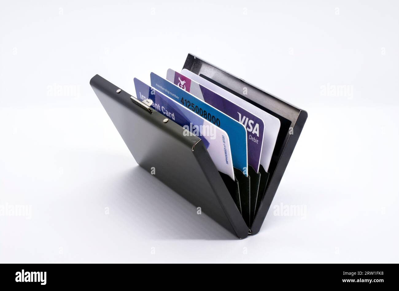 Metal credit card case, protector ideal to avoid fraudsters Stock Photo