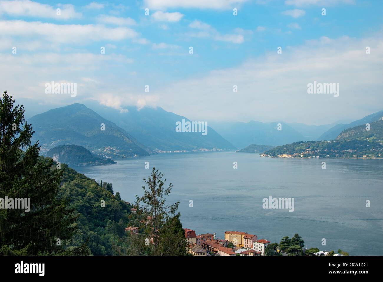 Lake Como, panoramic view of the lake on a summer day, Italy, Europe Stock Photo