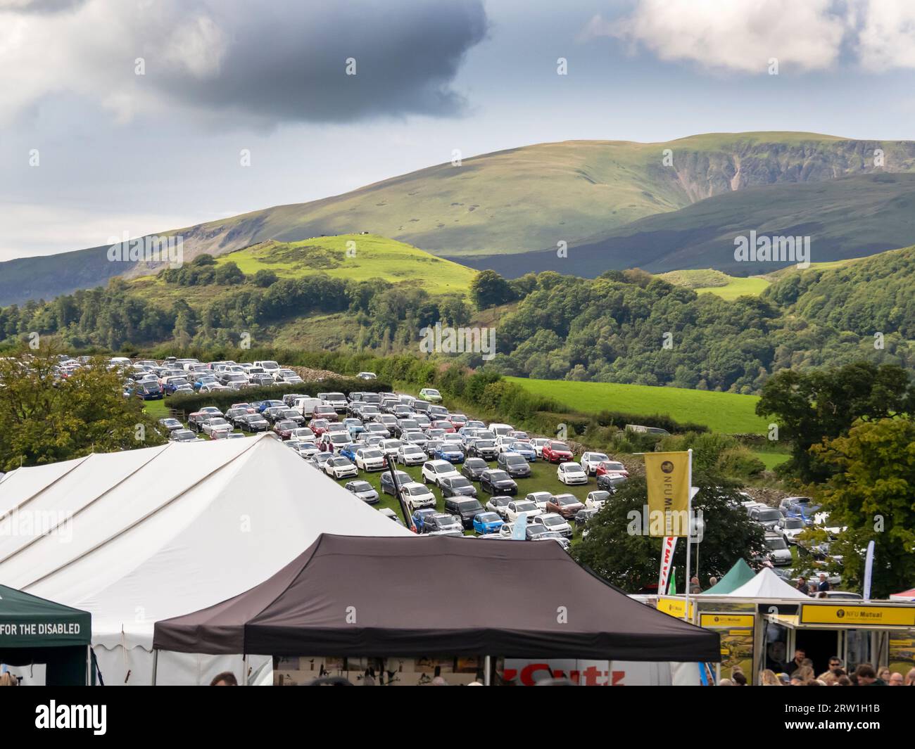 Cars parked for the Broughton in Furness anual agricultural show