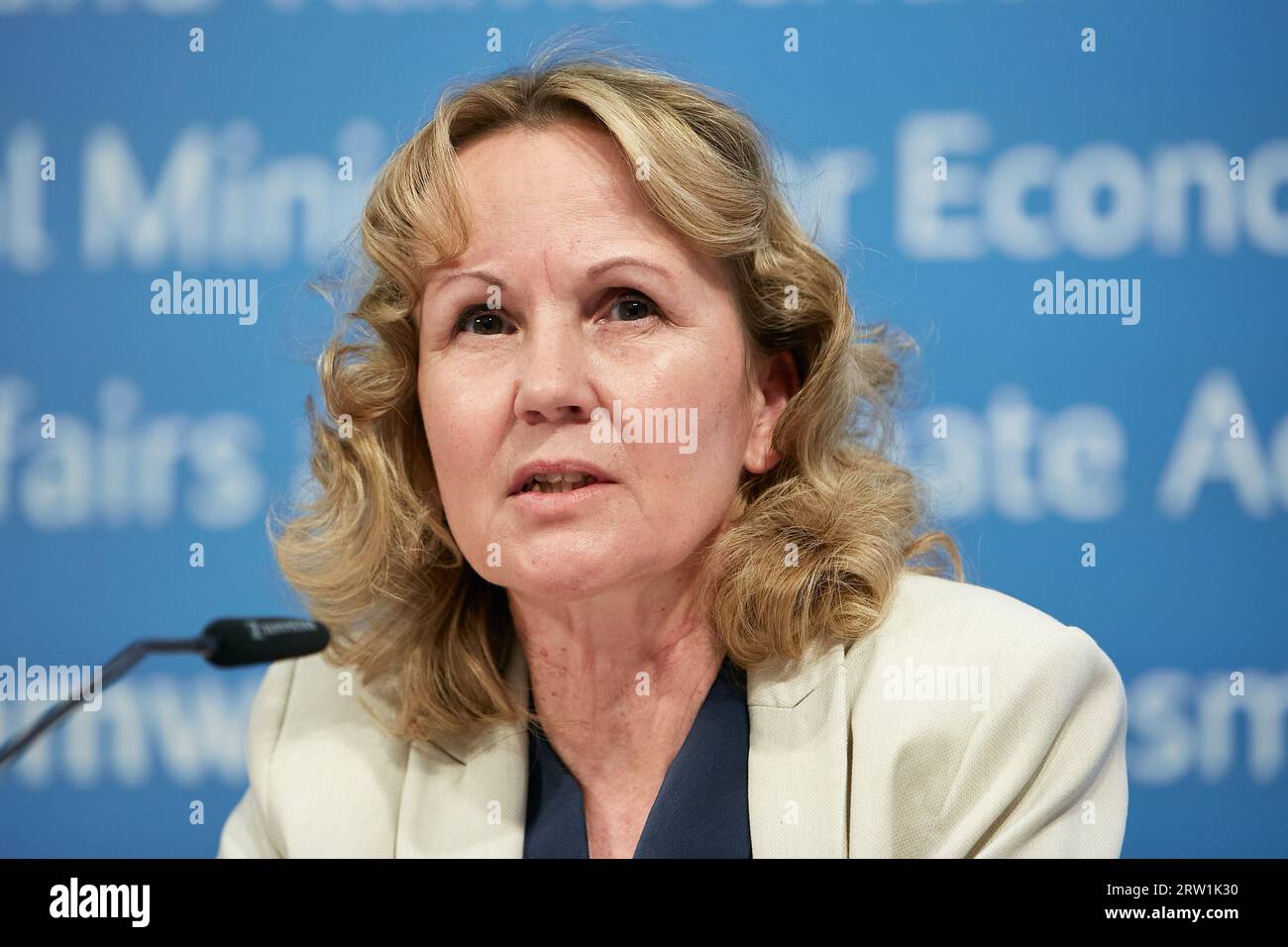 08.05.2023, Germany, Berlin, Berlin - Federal Environment Minister Steffi Lemke at the press conference on the occasion of the handover of the Economi Stock Photo